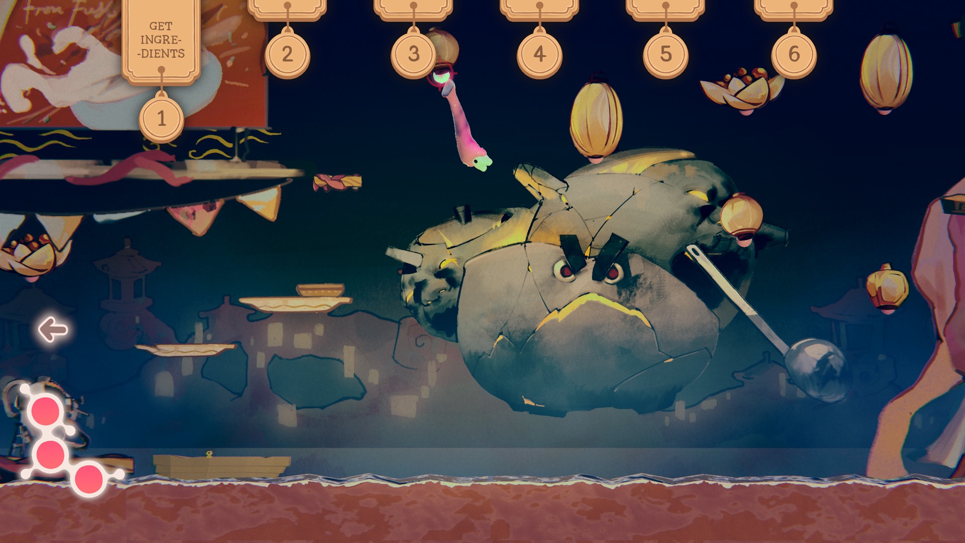 Aftertaste boss level gameplay scene