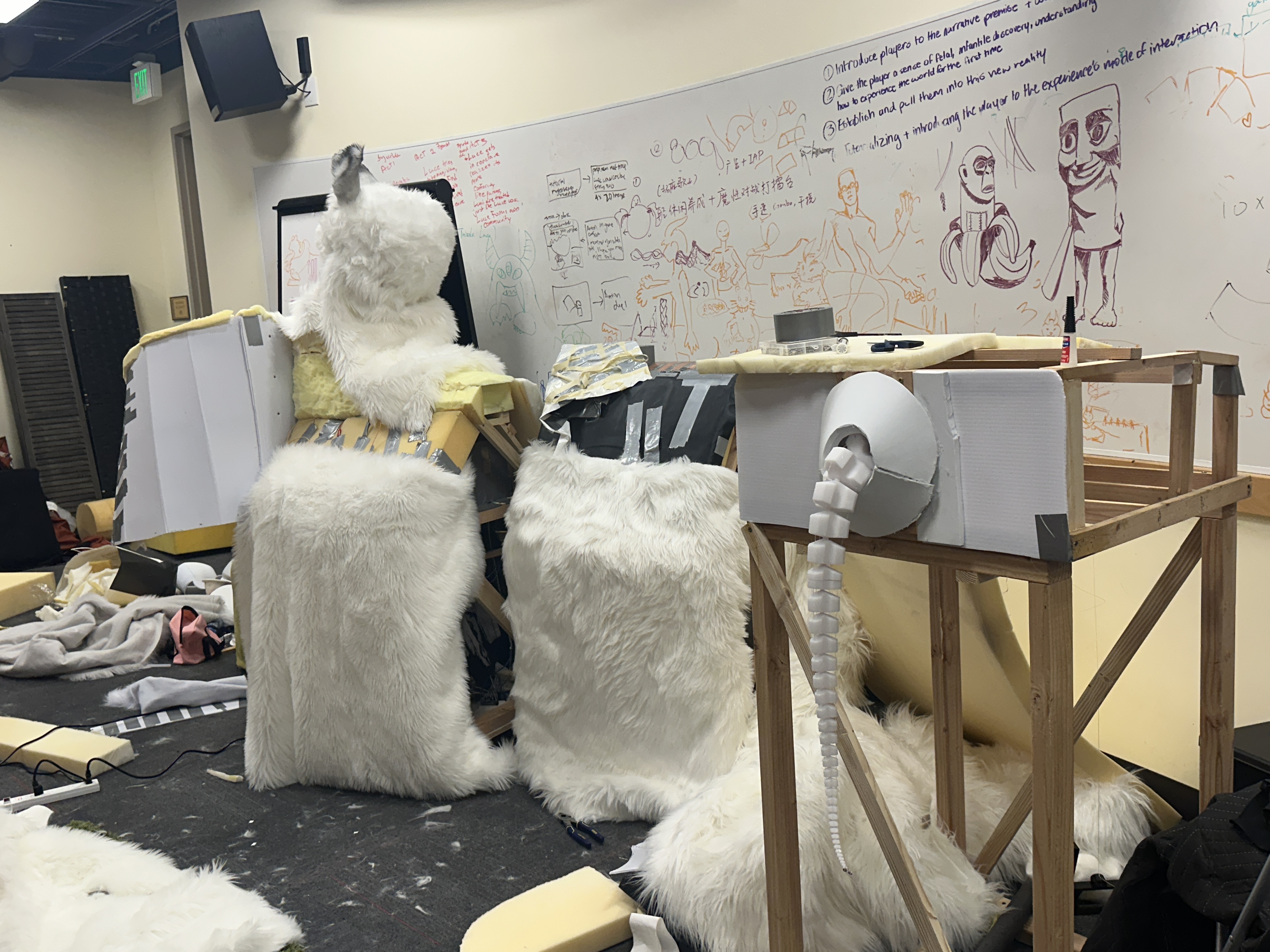 Omu's full body structure under construction in the studio